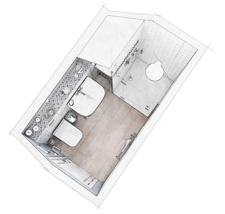 plan salle de bain dans les combles aménagés