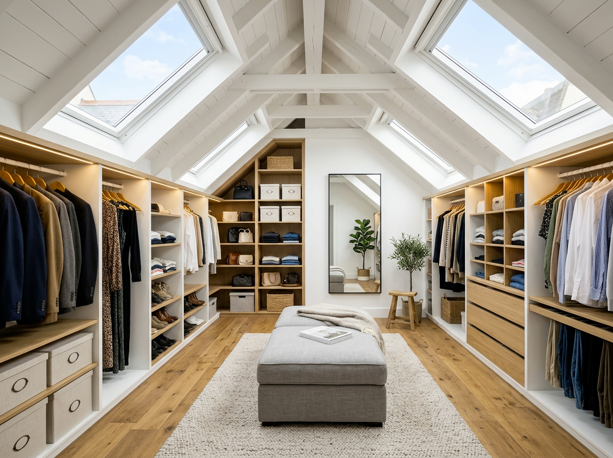 dressing aménagé sous les combles