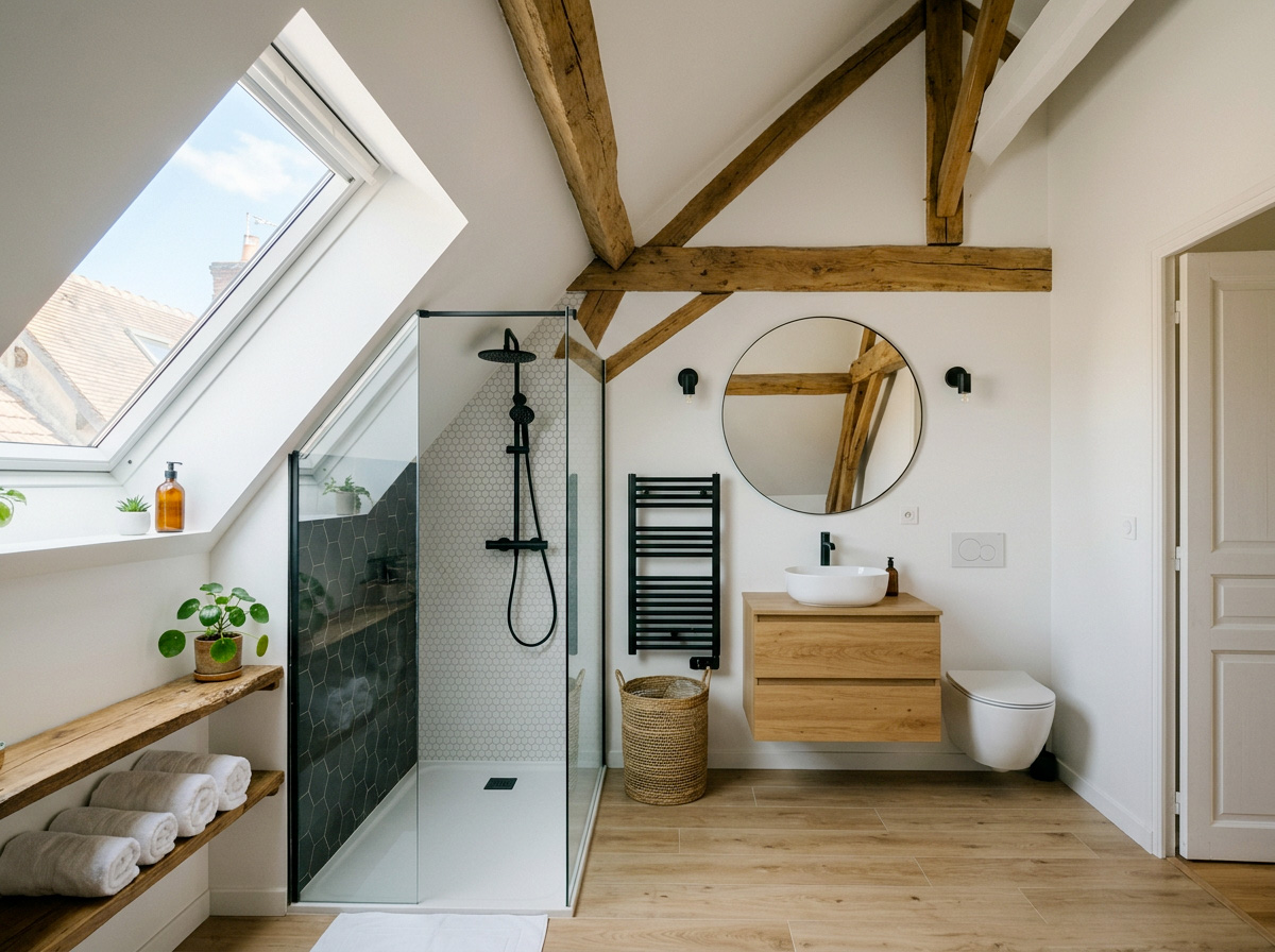 1-salle-de-bain-sous-les-combles projet de création d'une salle de bain sous les combles