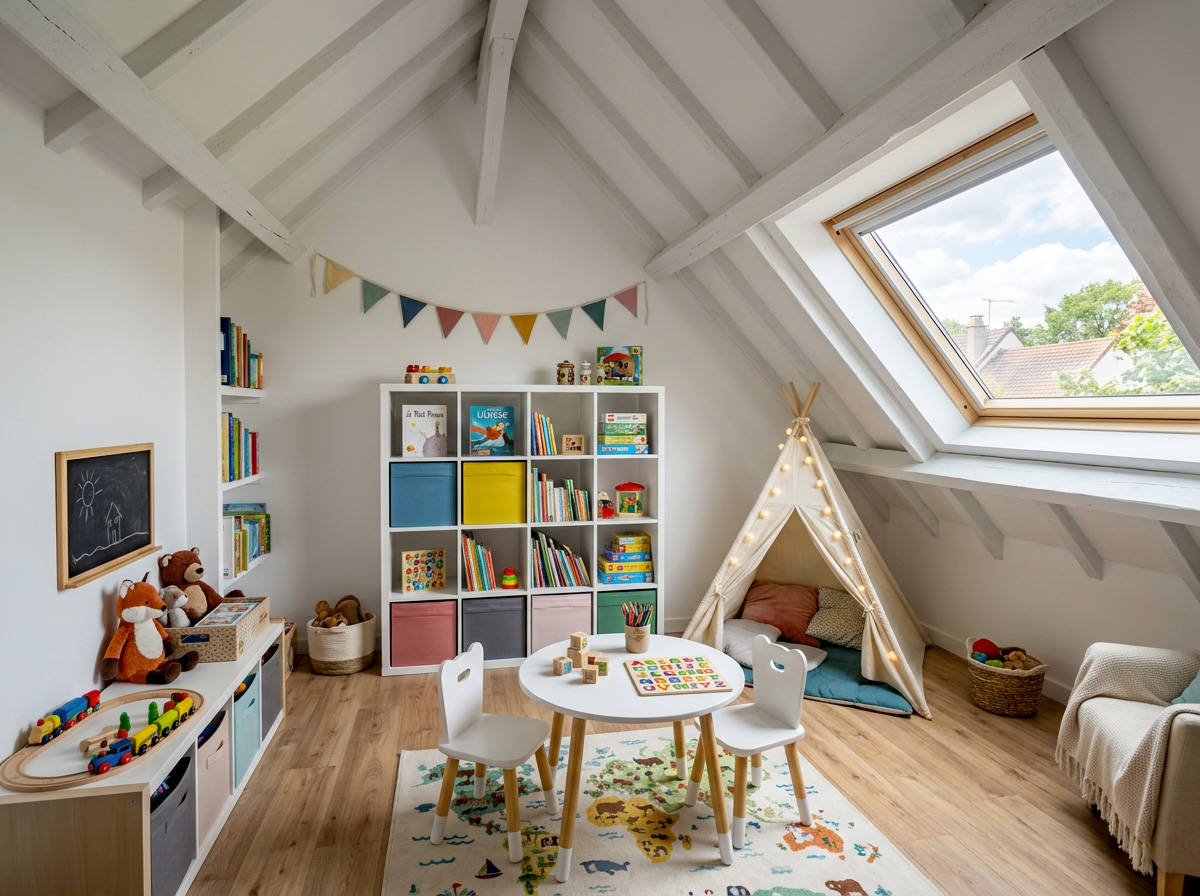 espace jeux pour les enfants sous les combles