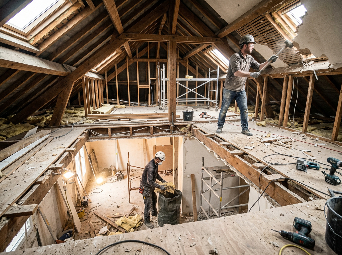 décissement étage inférieur pour plus de hauteur sous les combles