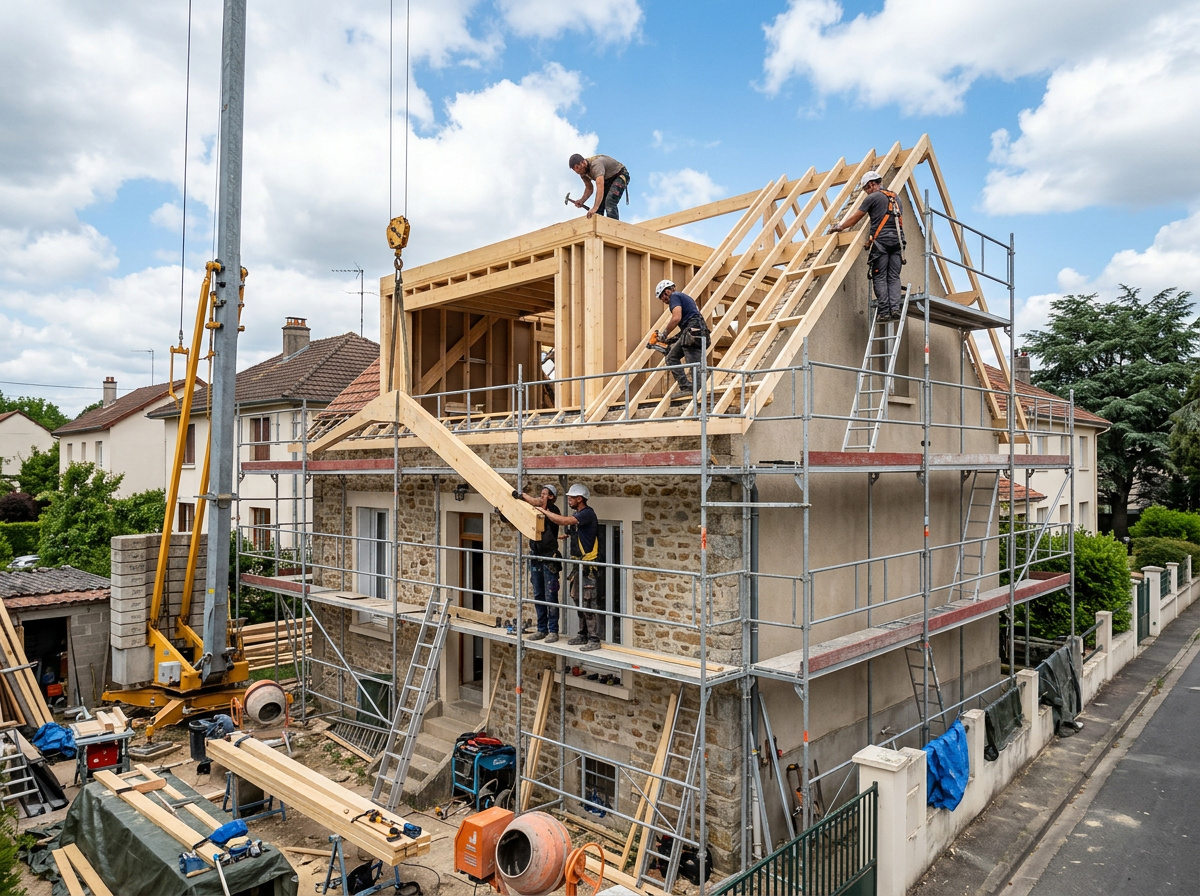 réhaussement de toiture et rébovation de combles