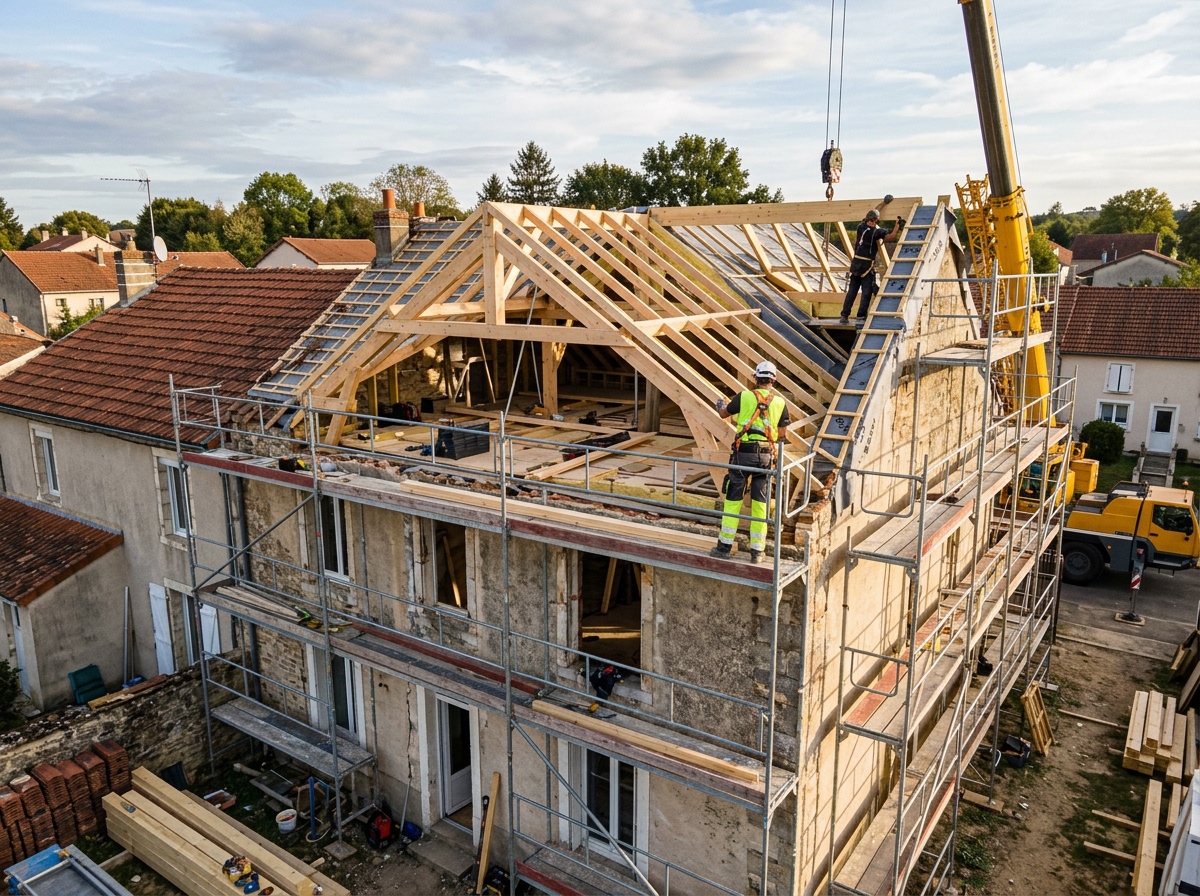 réhaussement de toiture pour agrandir les combles perdus